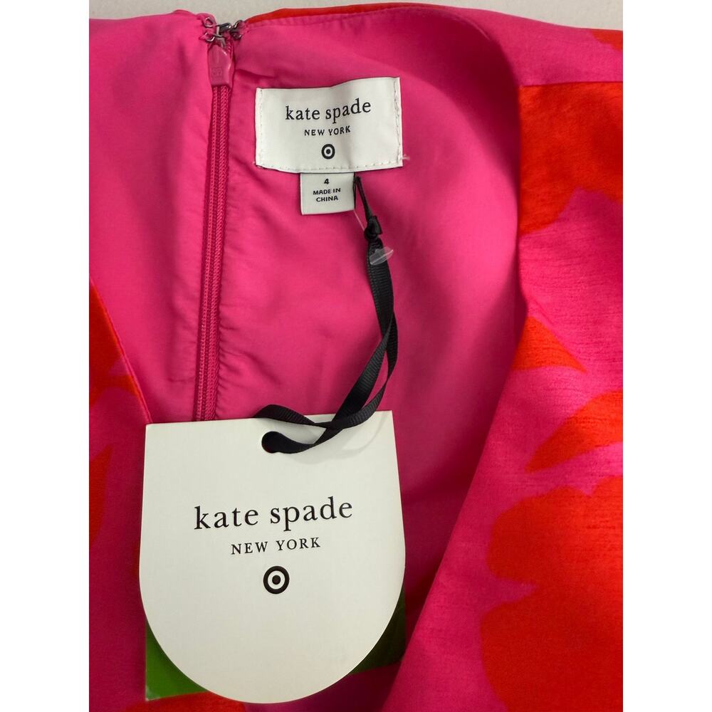 NWT Kate Spade New York Classic Rose Peplum Midi Dress Pink/Red Women’s Size 4 - Picture 8 of 11